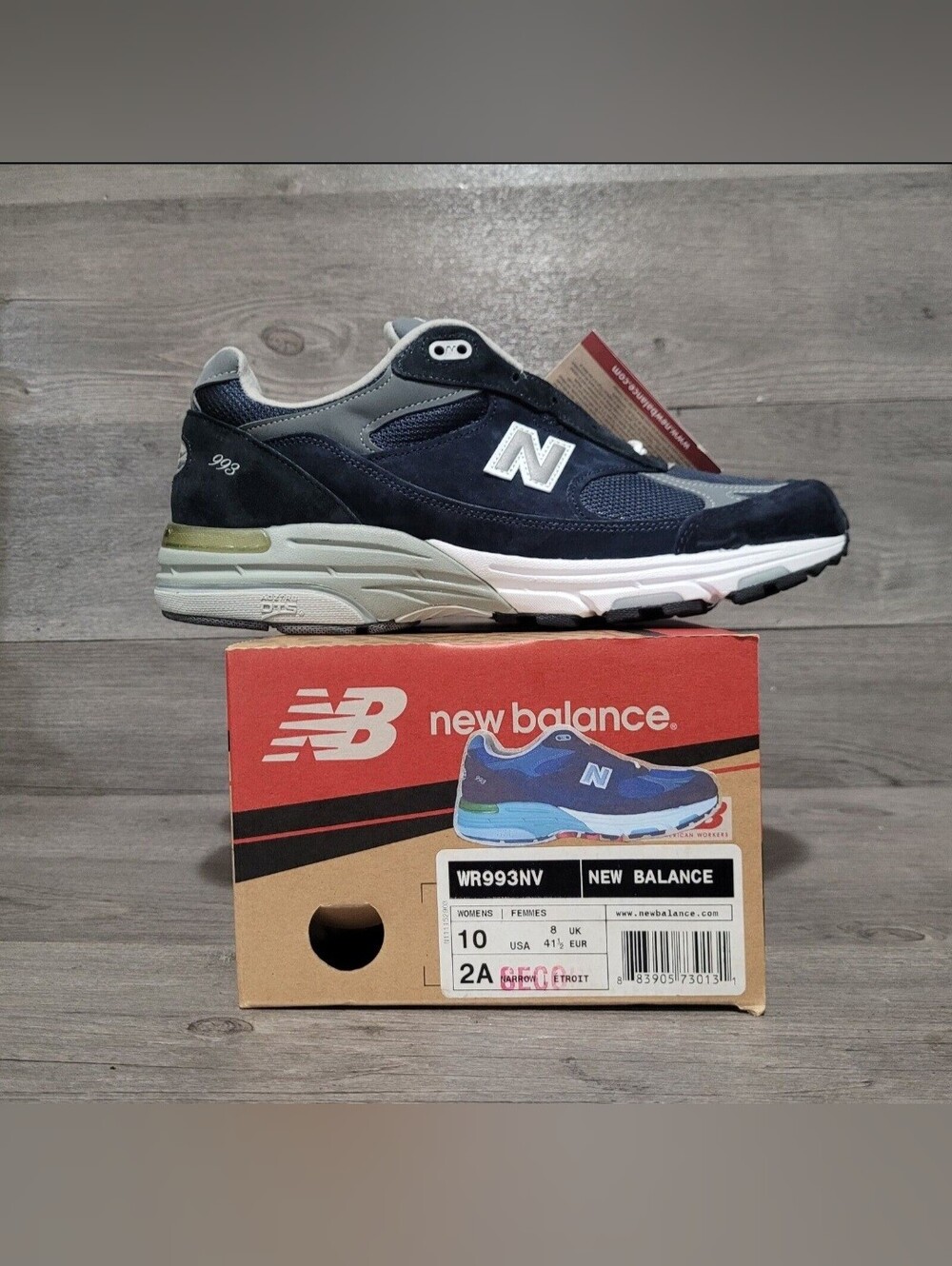 new balance 993 indigo blue womens size 10 narrow / mens size 8.5 2A wr993nv